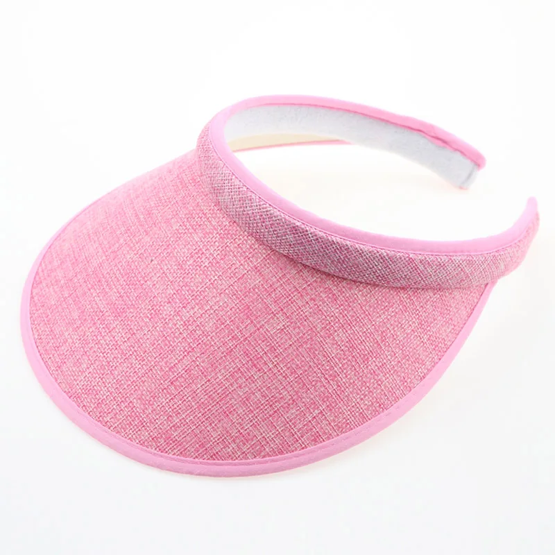 Мода топлесс Солнцезащитная шляпка для Для женщин Регулируемый соломенная шляпа Кепка с большой козырек для путешествия женская летняя сумка для пляжа Шапки на продвижение - Цвет: Pink