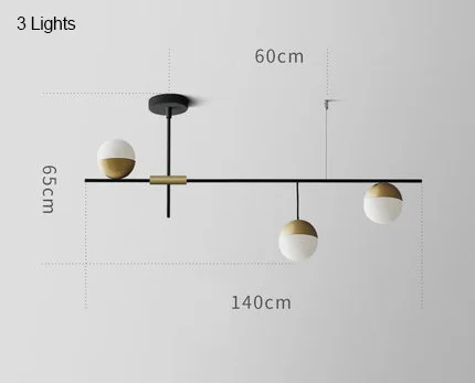 Постмодерн роскошный подвесной светильник s дизайнерский ореховый светильник вилла обеденный стеклянный шар подвесные лампы для гостиной спальни - Цвет корпуса: 3 Lights