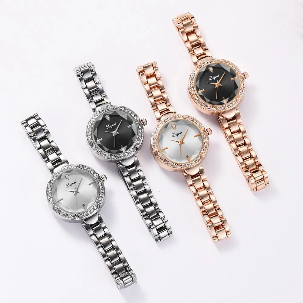 

Wonderful 2Pcs/Set Women Shiny Rhinestone Round Dial Analog Quartz Watch Bangle Bracelet