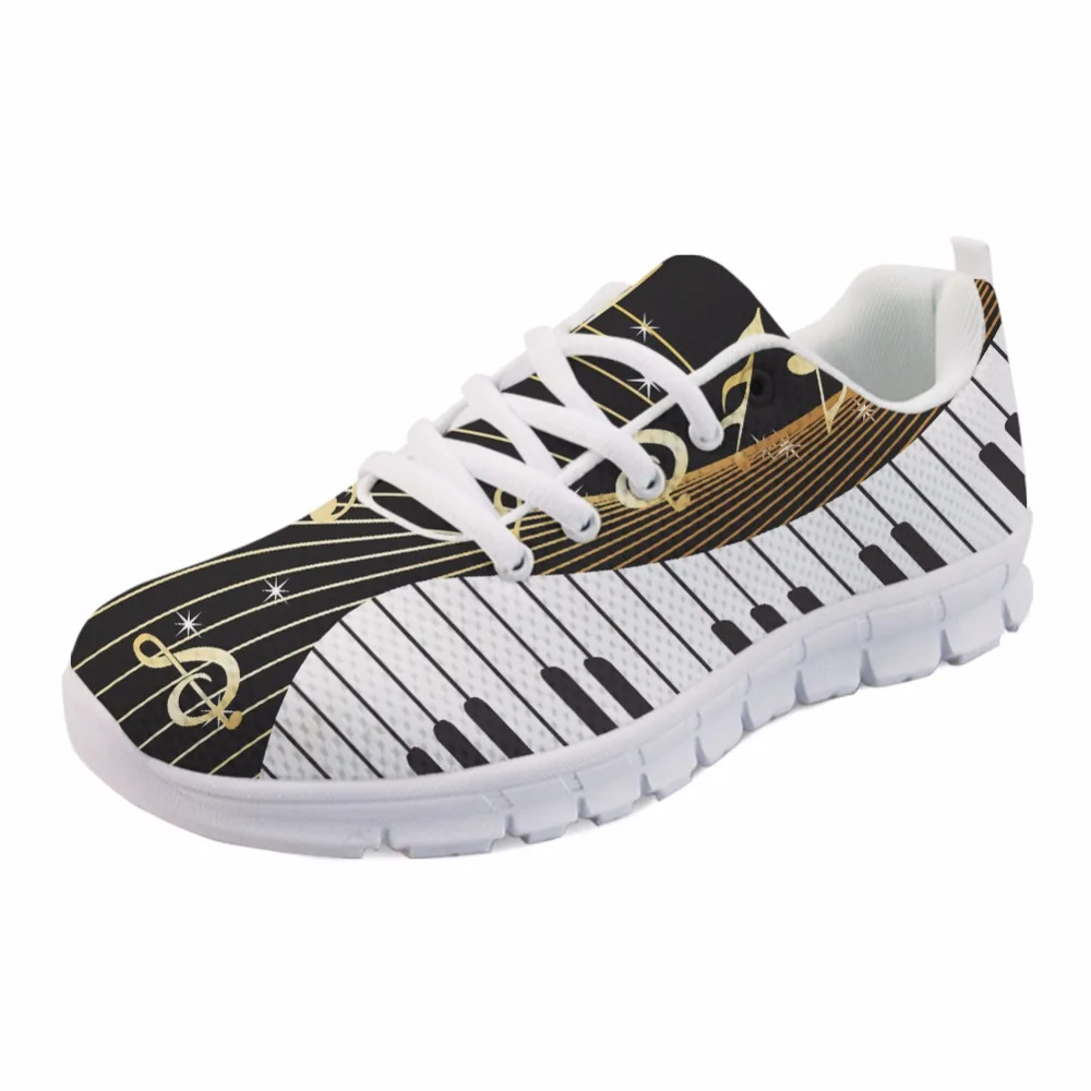 INSTANTARTS Piano Keyboard Printed Casual Sneaker Shoes Men Breathable Man Flat Shoes Fashion Music