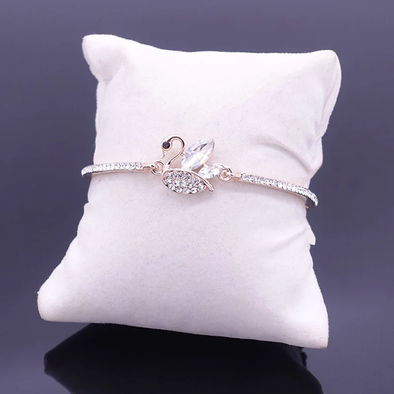 Стильные розовые Кристальные браслеты-лебеди для женщин милые изысканные 3 цвета очаровательные браслеты и браслеты Модный свадебный подарок