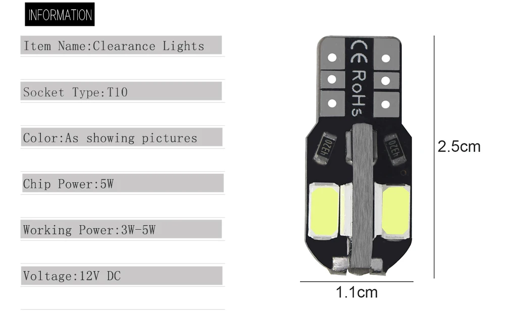 1 шт. лампочка для салона автомобиля Canbus Error Free T10 белый 5730 5630 8 SMD 8smd светодиодный 12V клиновидные боковые светильник белый лампы авто лампы