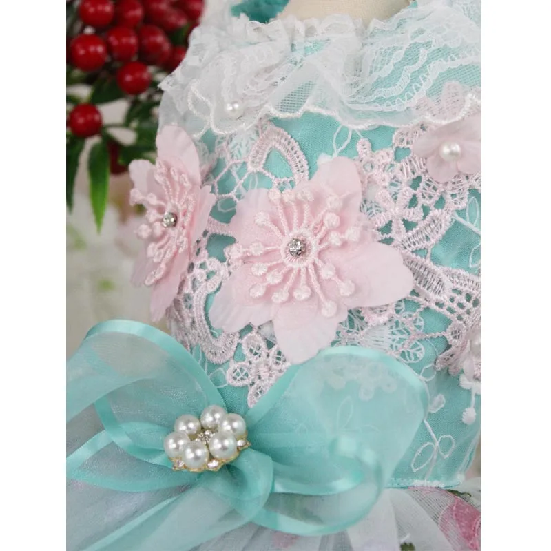 럭셔리 개 잡초 드레스 자수 레이스 투투 잡초 스커트, 여름 드레스 치와와 드레스, 웨딩 파티 의류 H8-2