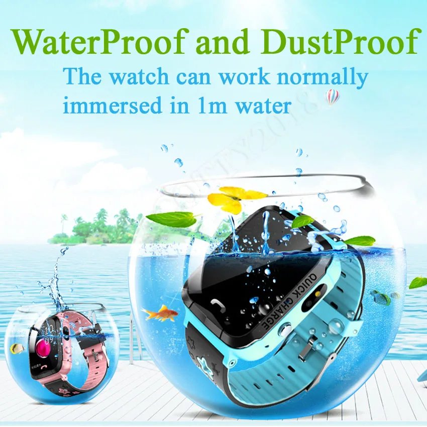  Funelego IP67 Deep Waterproof Kids GPS Smart Phone Watch For Children Water Resistant Watch Phone B - 32880037873
