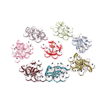 

Wholesale Metal Jewelry Accessories 20pcs/lot 12mm Metal Crystal Rhinestone Spacer Beads Big Hole Connector For Jewelry DIY