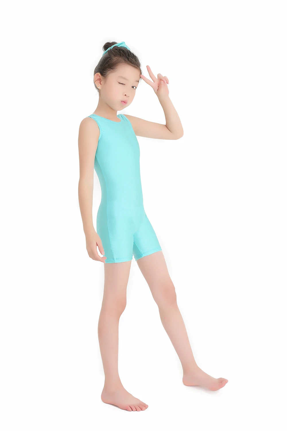 Speerise Unitard Kids Short Tank Biketard Dance Costumes for Girls Gymnastics 