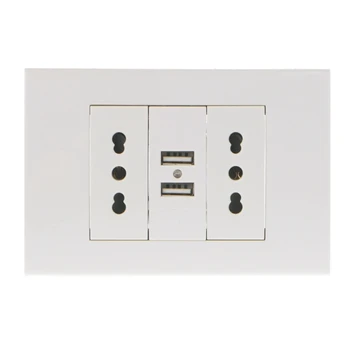 

2019 16A WallDouble Italian/Chile Plug Power Socket Adapter Dual USB Charger Ports Panel 5V 1A