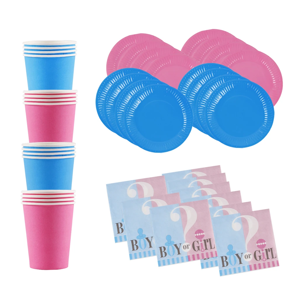 Staraise Boy or Girl Disposable Tableware Set For Birthday Party Decor Blue Pink Rain Curtain Tablecloth Party Supplies