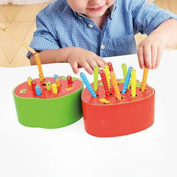 

Insect Game Kids Puzzle Interactive Toys Caterpillar Eats The Apple Catch Worms Baby Early Education Wooden Toys