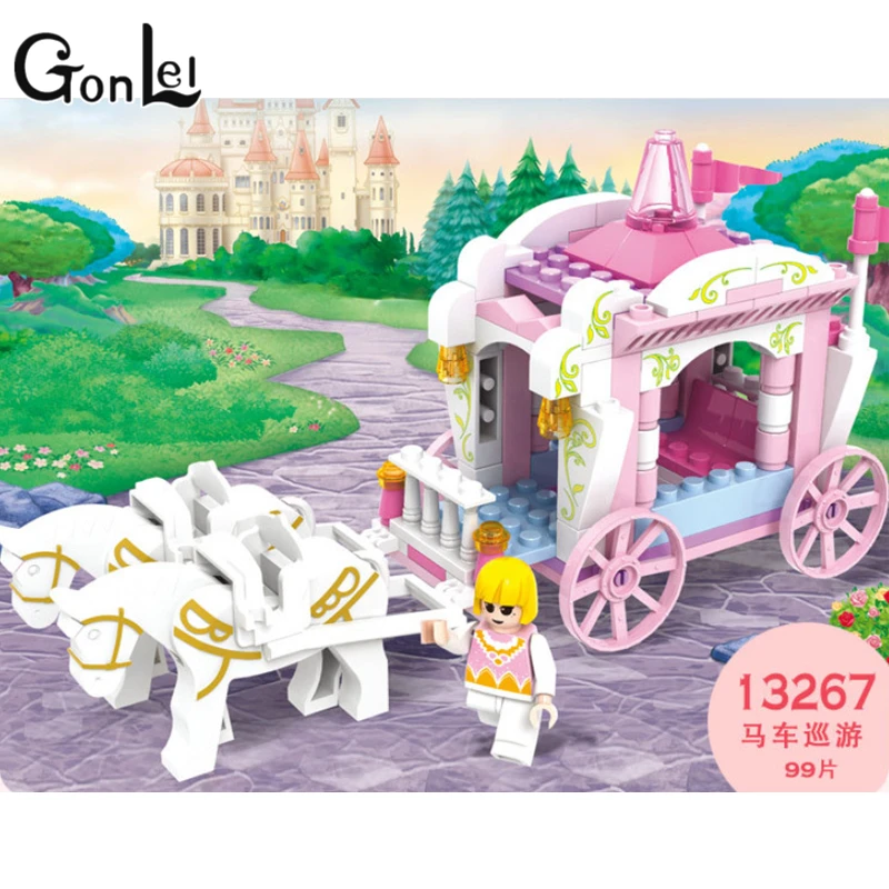GonLeI 13267 строительные блоки розовая серия Карета Принцессы путешествия собрать блоки для девочек детские игрушки Конструктор детские