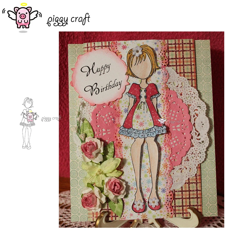 Металлические Вырубные штампы свинка крафт штамп Форма Цветочная юбка Девушка
