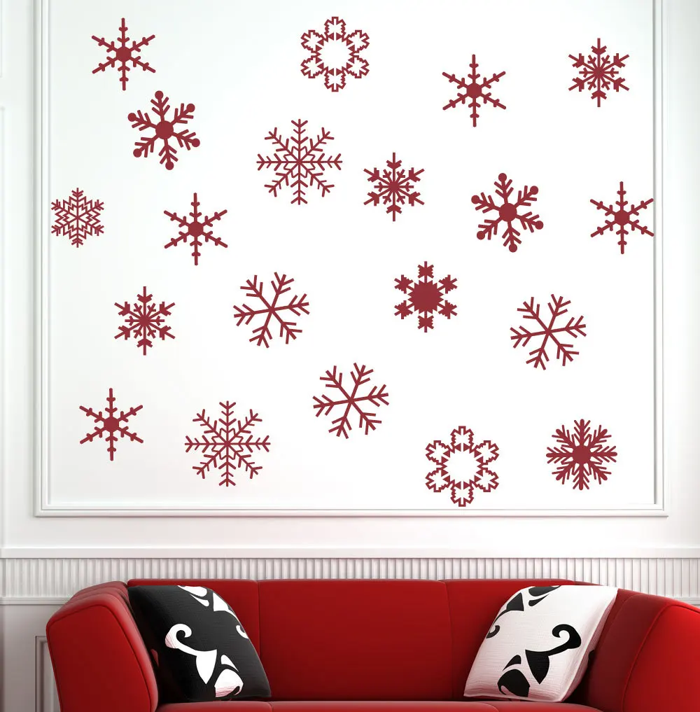 

Set of 20 Snowflakes decal 10-15CM Holiday wall Decals for Walls Christmas Decals Stickers Art Decal Snow Flakes M-154