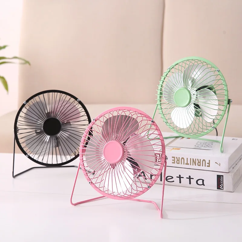 

Mini USB Fan Desktop Aluminum Blade Small Table Air Cooler Mute Home And Dormitory Student Fan Portable Candy Colors Ventilator