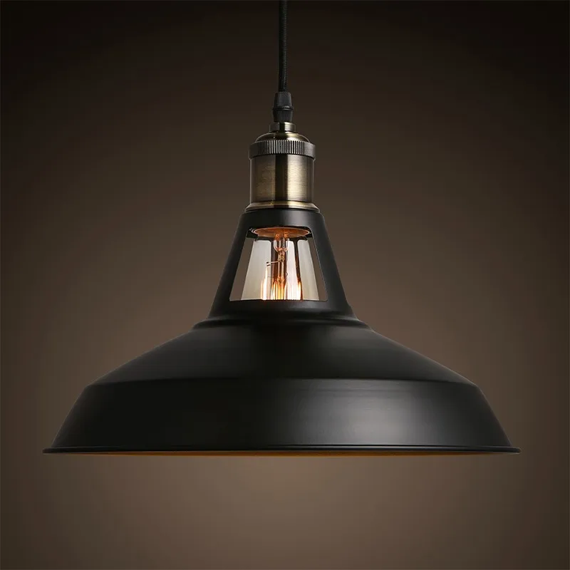 

Free shipping 2016 Industrial retro style Art Pendant light black white Edison light bulb American village lamps Hanging Lamps
