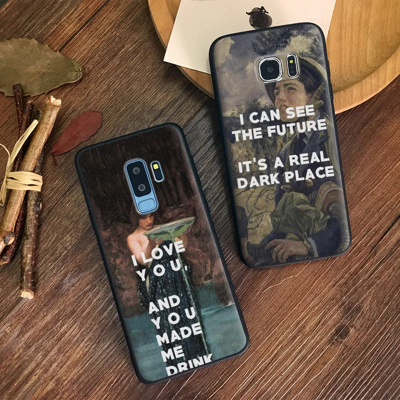 

Vintage painting memes aesthetics Quotes TPU Soft Silicone Phone Case Shell Cover For Samsung S7 Edge S8 S9 Plus Note 8 9