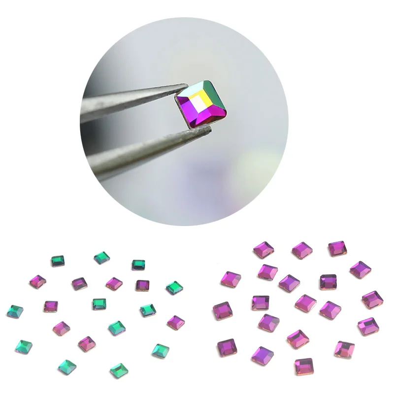 

20PCs 3D Nail Art Decorations Square Designs Glass Nail Rhinestones For DIY Manicure Nail Art Stones Decorations Accessories 3mm