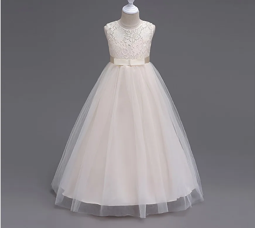 Специальное предложение красиво украшено бантом длинное платье с цветочным узором для девочек/Детское платье для маленьких принцесс, платье для сцены 104