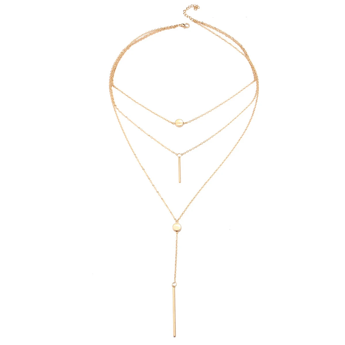 PIXNOR многослойное ожерелье в горошек и линию Модное Длинное Ожерелье на цепочке подарок для женщин ювелирные изделия геометрические круглые Чокеры ожерелье s
