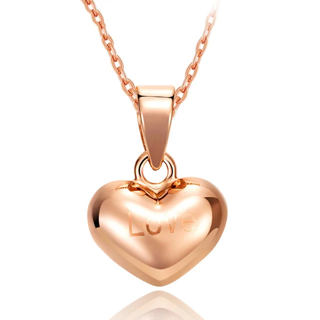 

Boraizy Exquisite 18k Pure Real Gold Love Heart Pendant Rose/Yellow/White Charms Fine Jewelry for Women Gift Miss Gift
