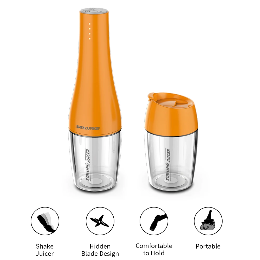 

Portable 350ml USB Rechargeable Bowling Shake Juicer Cup Juice Blender Extractor Lemon Orange Small Pieces Fruits Squeezer
