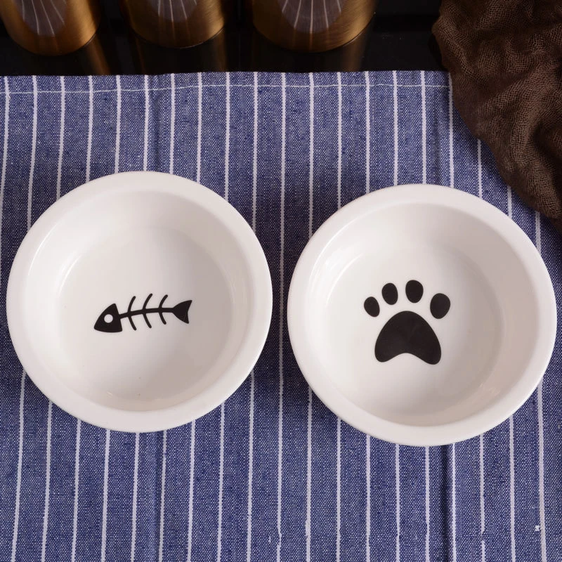 Ceramic Bowl Pet Food Supplies Cute Cat Bowl Water Basin Dog Pot Pet Drinking Eat Bowl Round Ceramic Bowl Feeders Pet Supplies