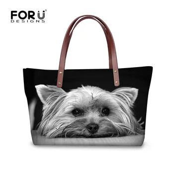 

FORUDESIGNS Female Luxury Cross Body Bags Cute Animal Yorkshire Printed Women Fashion Handbags Bag Big Messenger Bags Handbag