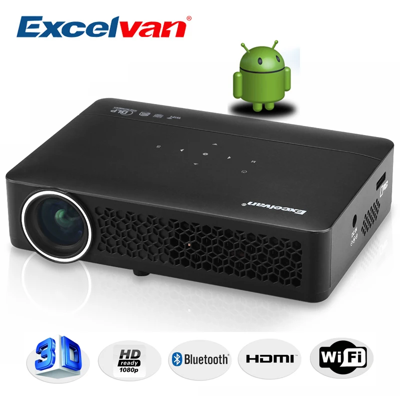 Excelvan DLP800W DLP Projector Android 4.4 OS 1280*800 Resolution 400Ansi Support 1080p Business Conference Home Theater Beamer