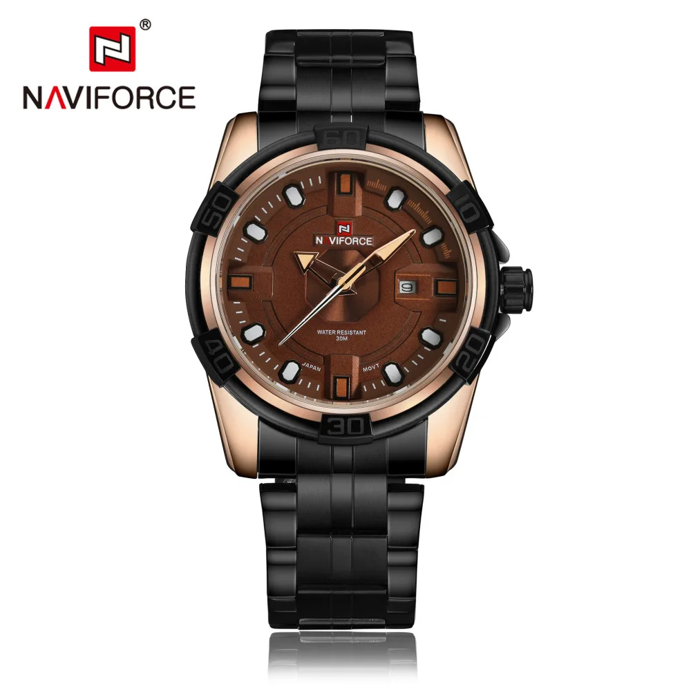 

NAVIFORCE Men's Quartz Watch Luxury Brand Military Sports Watches Men Waterproof Full Steel Man Black Clock relogio masculino