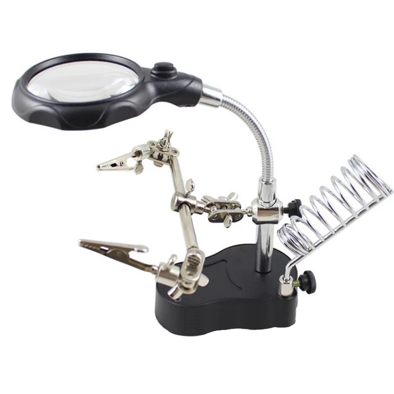Magnifying Lens LED Light Magnifier Lamp for Soldering Field with Clip
