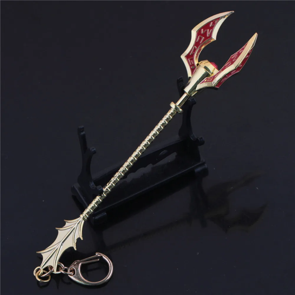 

6.2'' 16cm Fizz Tidal Sea Spirit Weapon League Of Legend Game LOL Gold Antique Silver Alloy Pendant Key Ring Keychain