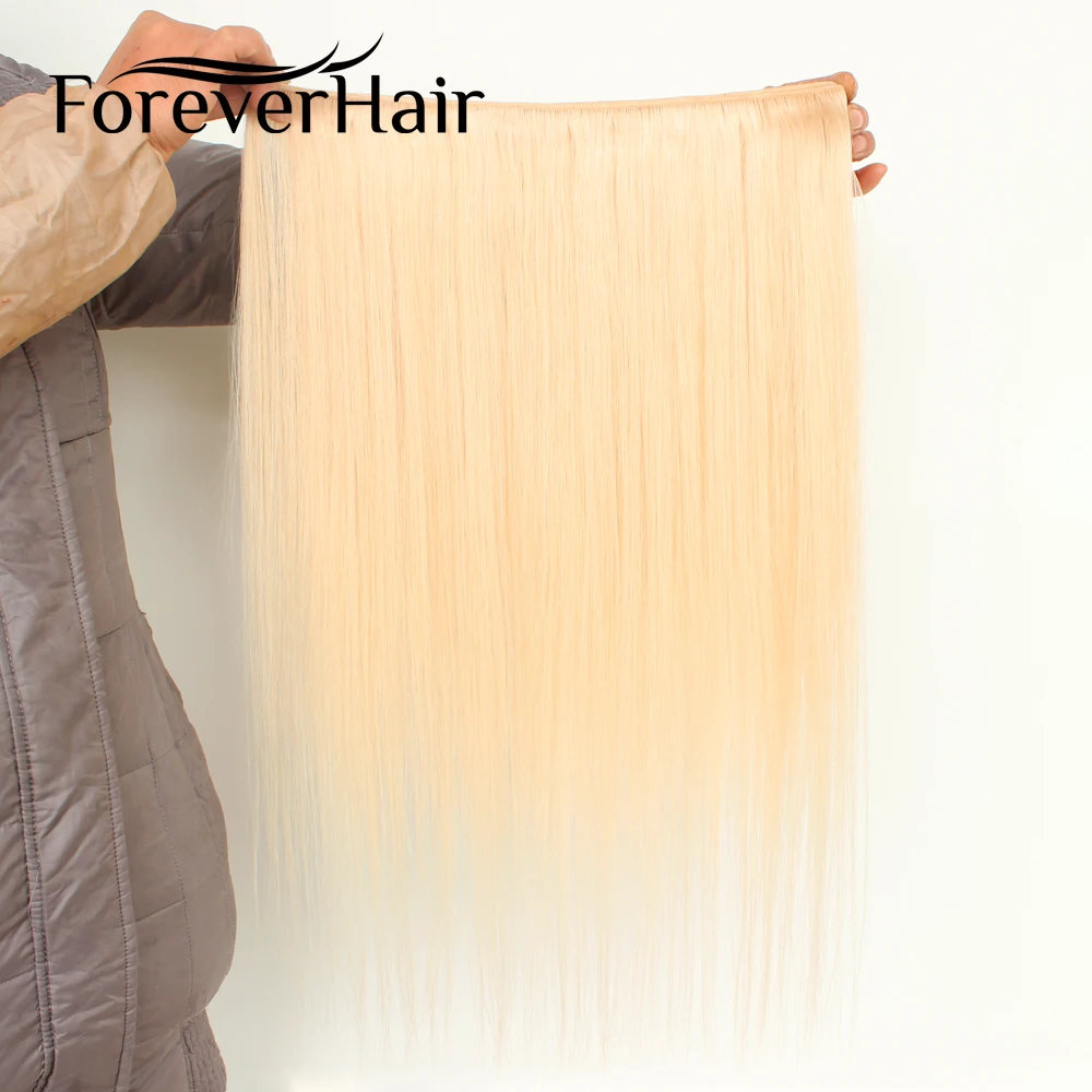 FOREVER HAIR 100 г/шт. Remy человеческие волосы ткет натуральный черный цвет прямые волосы для наращивания платиновый блонд пучки 100 г/шт