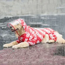 Дождевик для больших собак, водонепроницаемый дождевик с капюшоном, модный дождевик с буквенным принтом, куртки для собак, пальто для больших собак, одежда для домашних животных