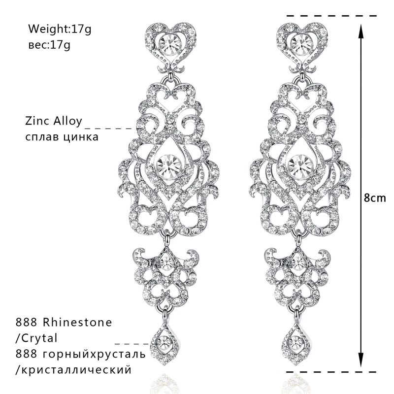 Mecresh уникальный канделябр свадебные длинные серьги для женщин серебро/золото Цвет Кристалл Свадебные Висячие серьги вечерние ювелирные изделия MEH950