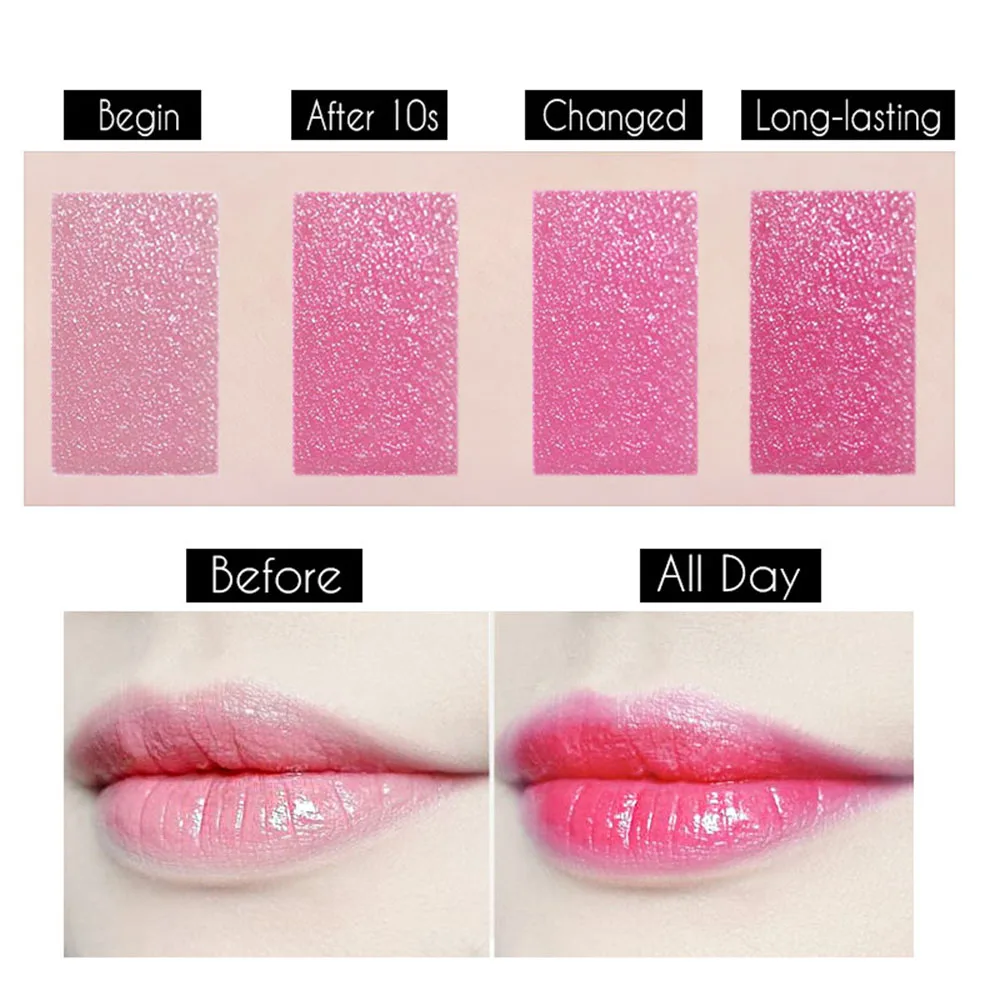 Moisturizing Lip Aloe Vera Jelly Lipstick Lip Balm Tint Primer Makeup Care Temperature Color Changing Long Lasting Nutritious