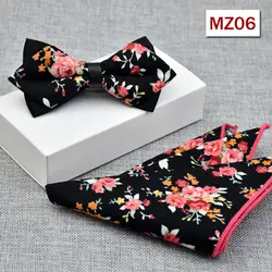 Цветочный 100% хлопок жаккард Для мужчин галстук-бабочка Свадебные Бабочка Самостоятельная галстук-бабочка карман квадратный платок с