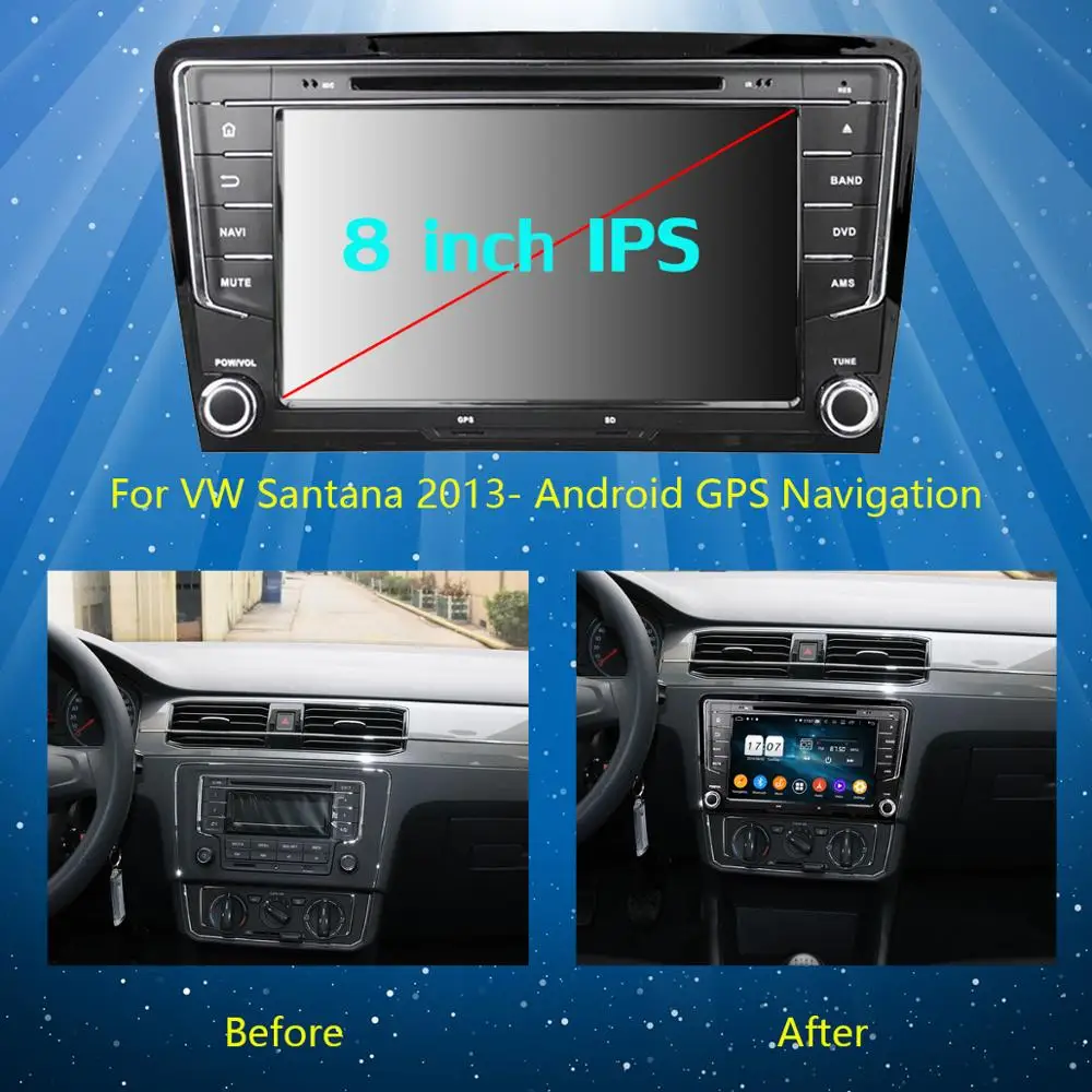 " 1920*1080 8 Core 4G+ 64G Android 9,0 Автомобильный DVD плеер для VW Volkswagen Santana gps радио попугай BT