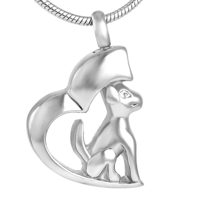 

IJD8129 Little Dog 316L Stainless Steel Cremation Pendant Necklace Pet Ashes Keepsake Memorial Holder Casket Remembrance Ash Urn