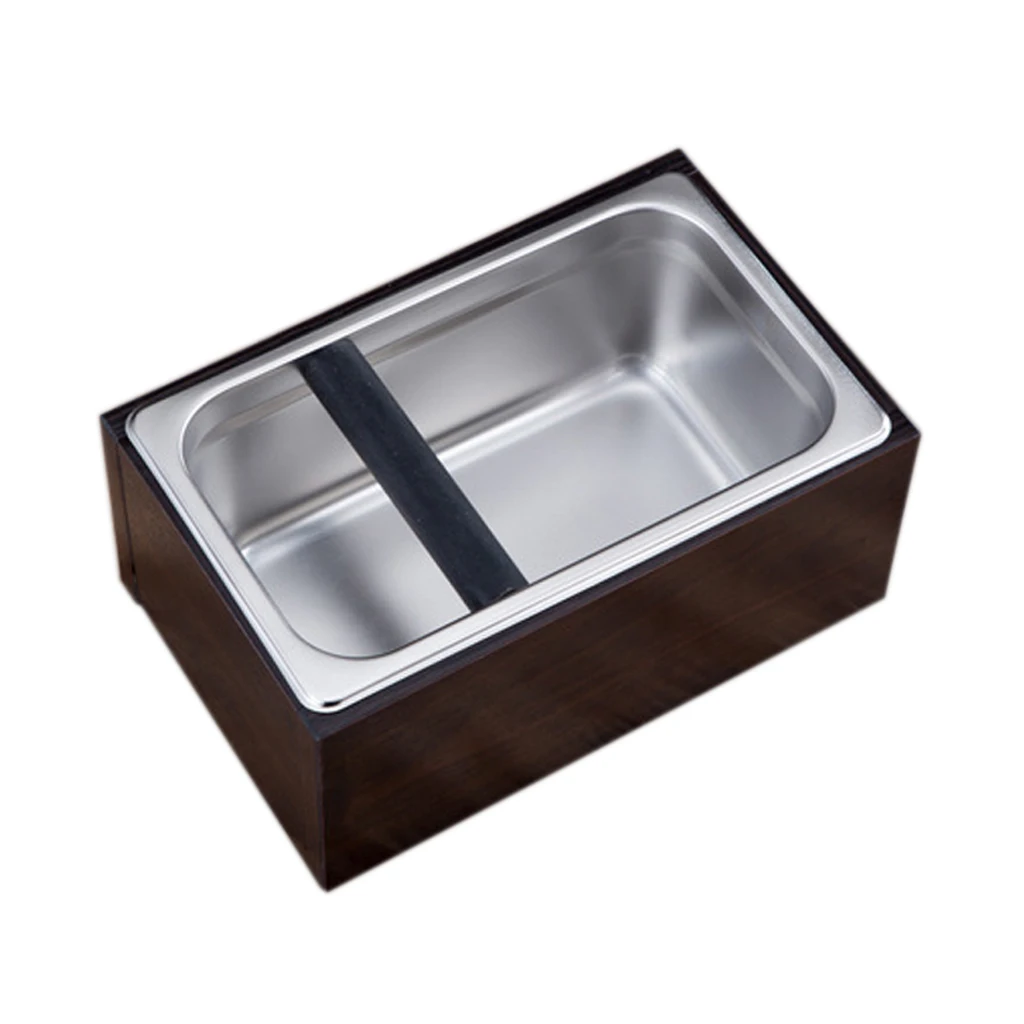 Stainless Steel Coffee Grounds Knock Out Box Espresso Waste Bin Holder
