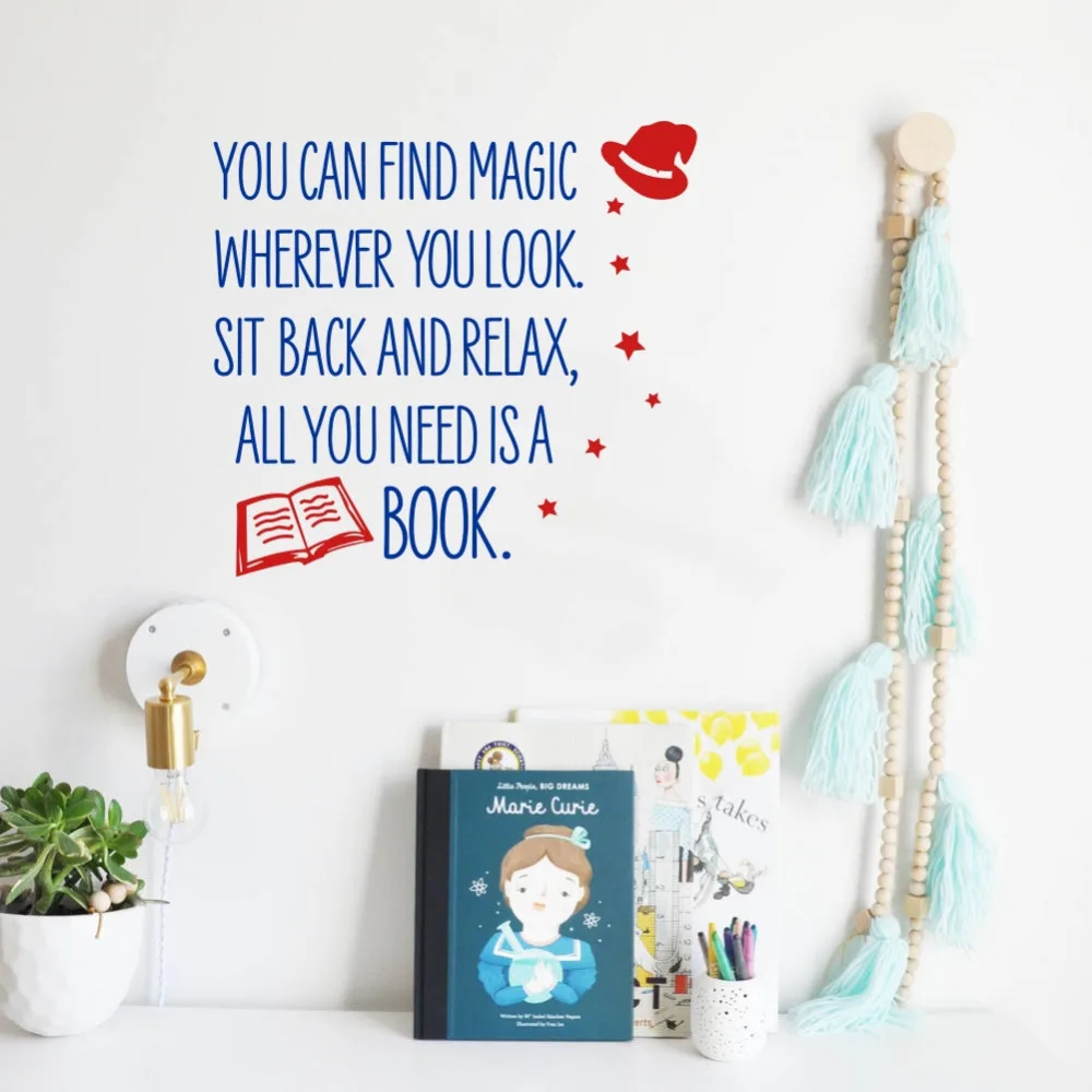 

You Can Find Magic Wherever You Look Quote Vinyl Wall Stickers Wall Lettering for Kids Playroom Classroom Reading Decor