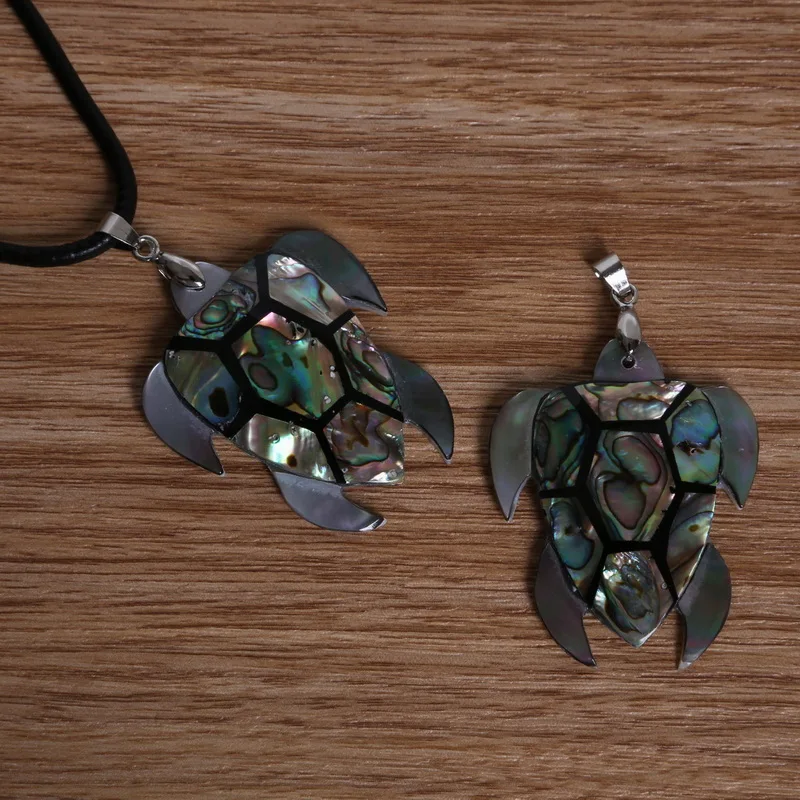 

New Fashion 40x48mm Natural Mother of Pearl Black Shell Turtle Tortoise Pendant for Necklace Pendant Jewelry Fingings Making