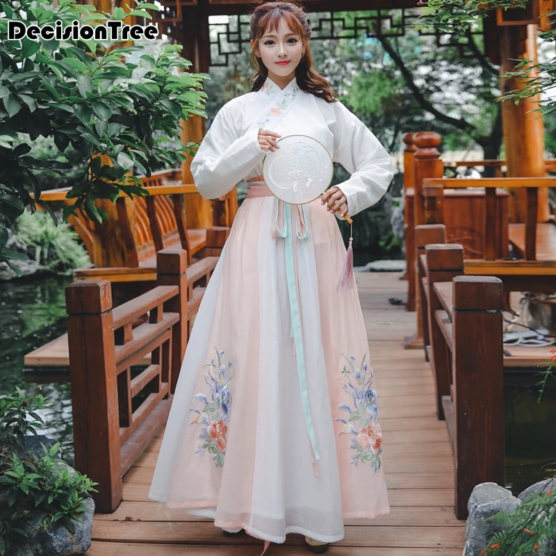 

2019 hanfu women ancient chinese costume tang dynasty costume oriental costumes folk dress female adult stage dance wear