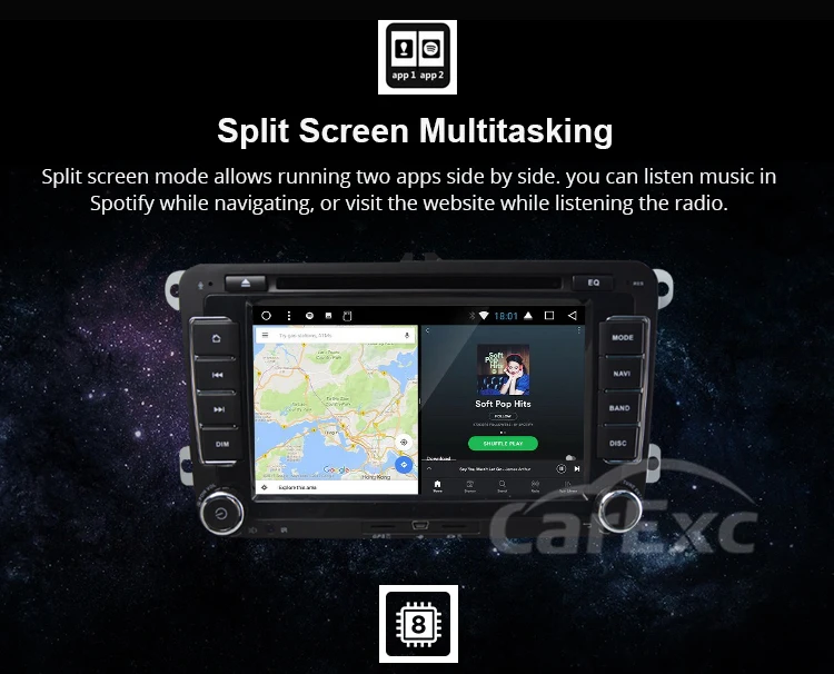 Perfect 7 Inch Android 9.0 2 Din Car DVD Player For VW Golf Tiguan Skoda Fabia Rapid Seat Leon Skoda CANBUS Wifi GPS BT USB Radio 18