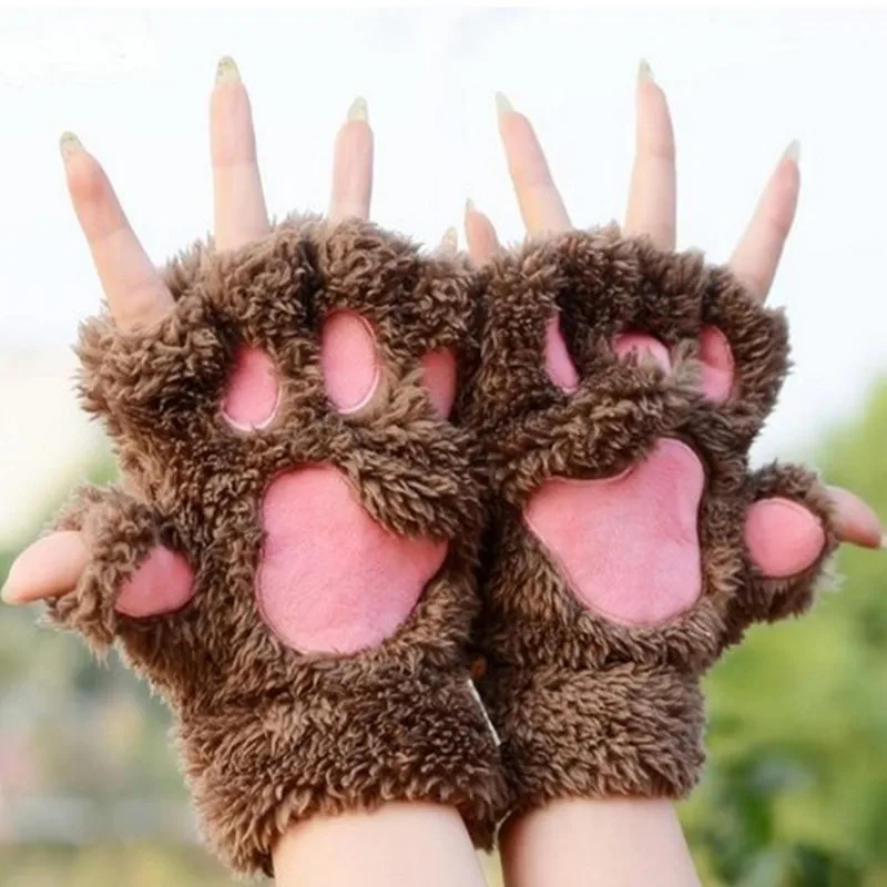 Women-Warm-Winter-Bear-Cat-Plush-Paw-Soft-Accessories-Lady-s-Fingerless-Female-Thick-Gloves-Mittens (1)