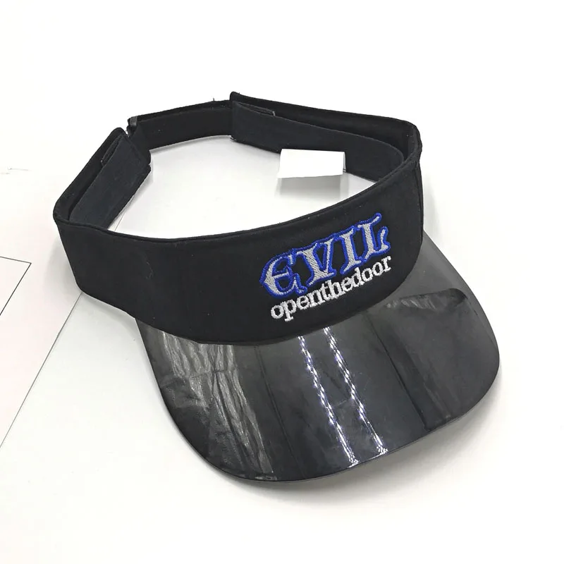 

Summer Unisex Women Men Sun Hat Candy Color Transparent Empty Top Plastic PVC Sunshade Hat Visor Caps Bicycle Sunhat Wholesale