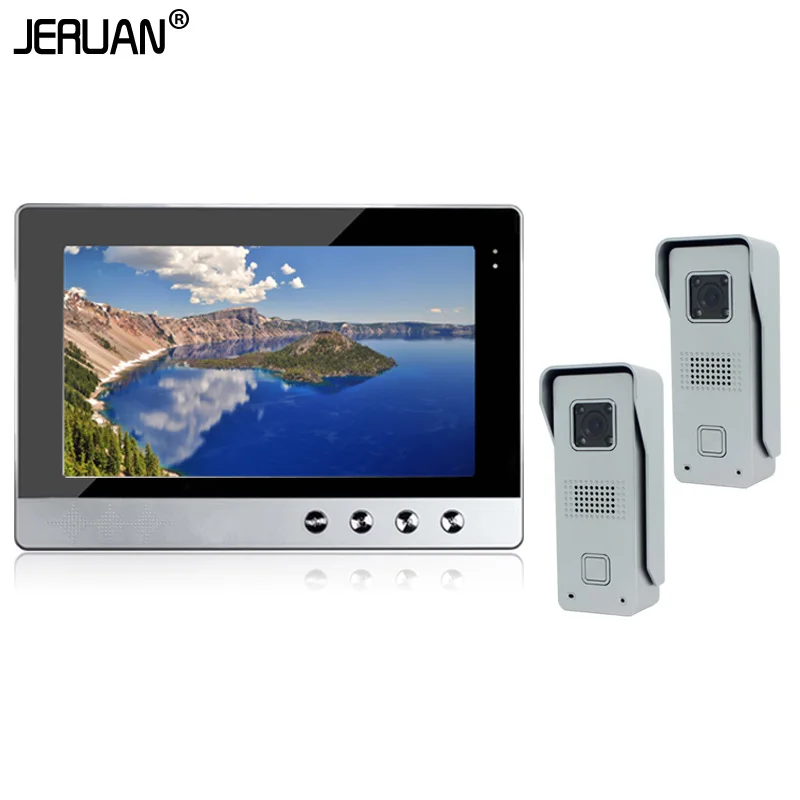 

JERUAN In Stock New Wired 10" Color TFT Video Intercom Door Phone System + Two 700TVL Outdoor Camera + 1 Monitor Free Shipping