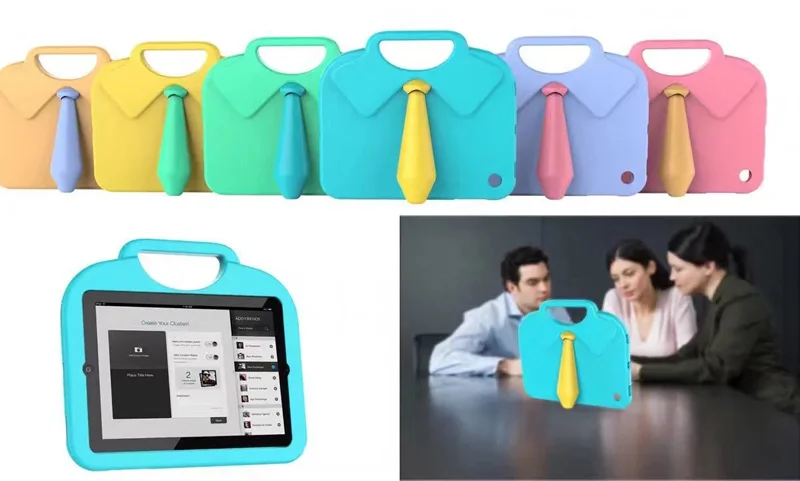 For ipad 2017 2018 soft Cover Kickstand Design Silicone all inclusive Tie portable child protection cover For ipad Air 1 Air 2 (10)