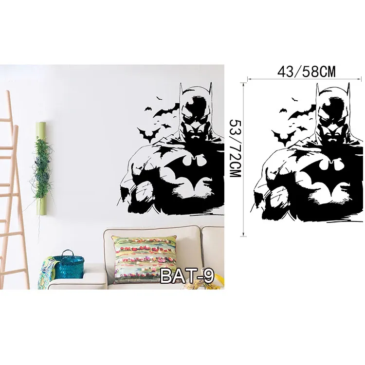 Супер Бэтмен-герой виниловые настенные художественные наклейки плакат обои детская тематическая комната наклейки настенные наклейки для мальчиков и детская комната - Цвет: BAT9