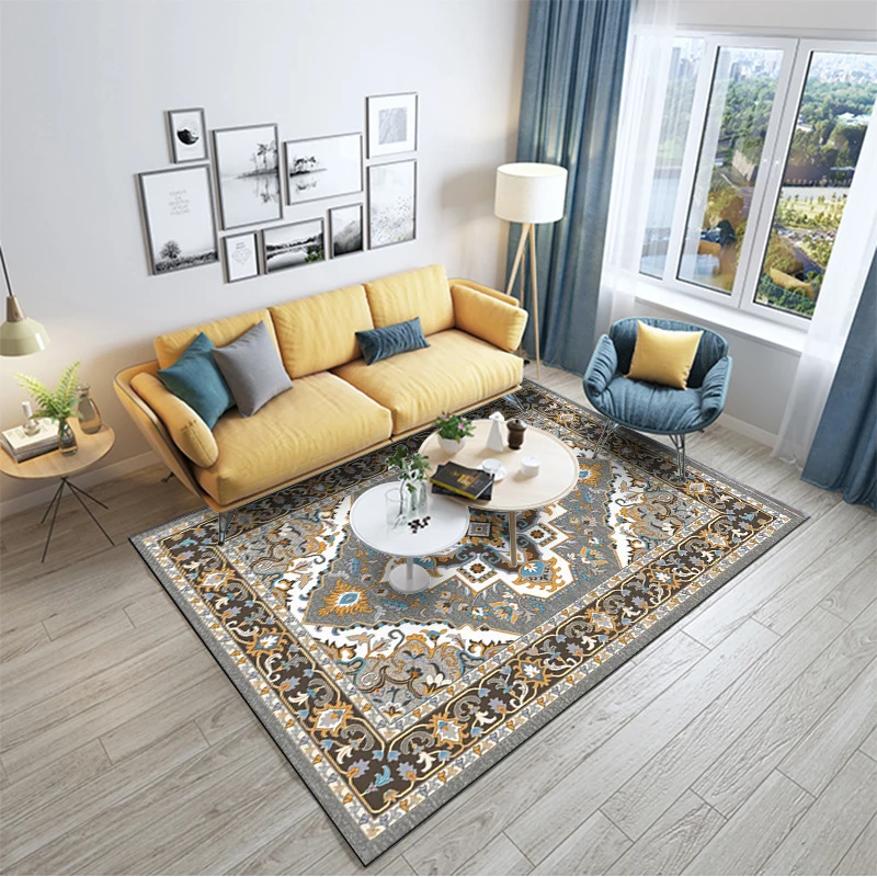 

Nordic Retro light luxury pattern carpet bedroom living room table sofa full of crystal velvet rug kitchen bathroom foyer mat
