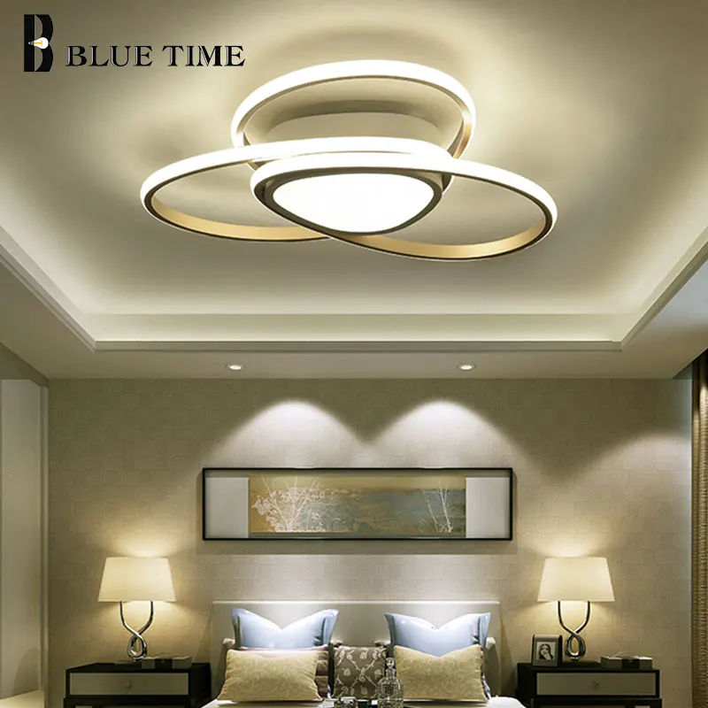 

Fashion Home Plafonnier LED Ceiling Lamps For Bedroom Living Room Dining Room Golden Frame Curve LED Ceiling Lights AC 220V 110V