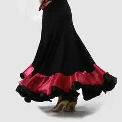 Черный бальная юбка костюмы для бальных танцев юбки женщин для испанский юбка для фламенко skrit Платье